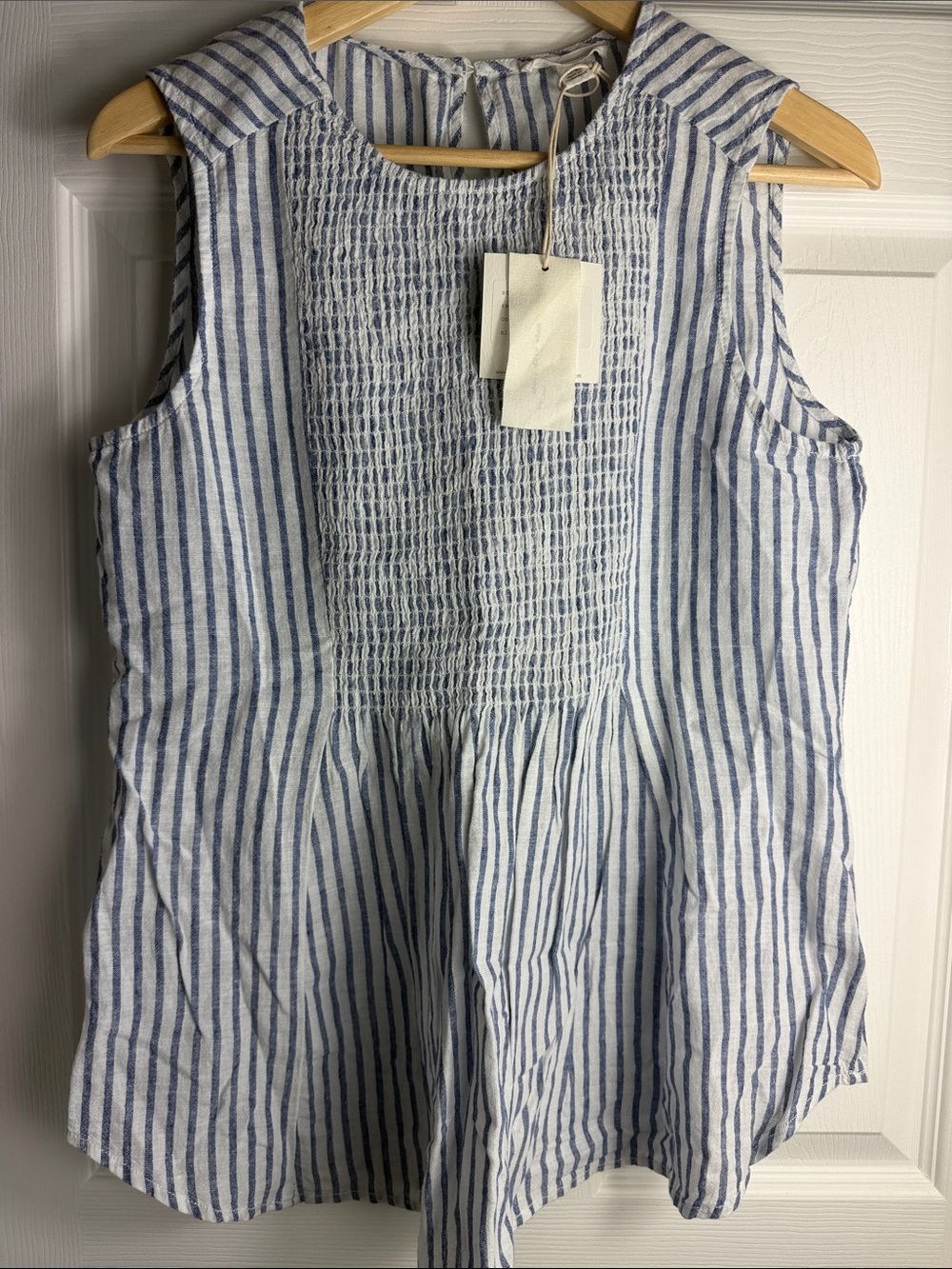 beachlunchlounge Blue & White Striped Smocked Top